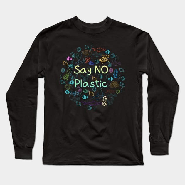 say no plastic,animal protection,protection of the environment Long Sleeve T-Shirt by zzzozzo